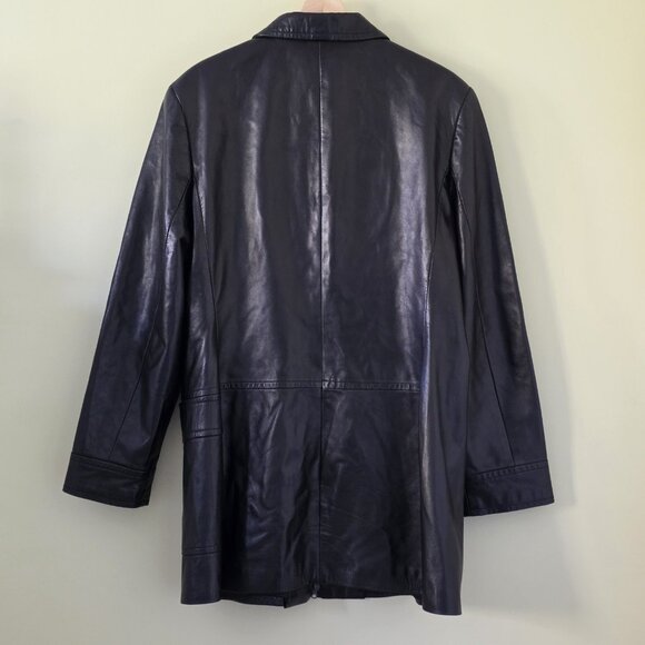 Danier Jacket Womens XL Brown Leather Pockets Zip Lined LS Classic Collar Mature - Picture 2 of 16